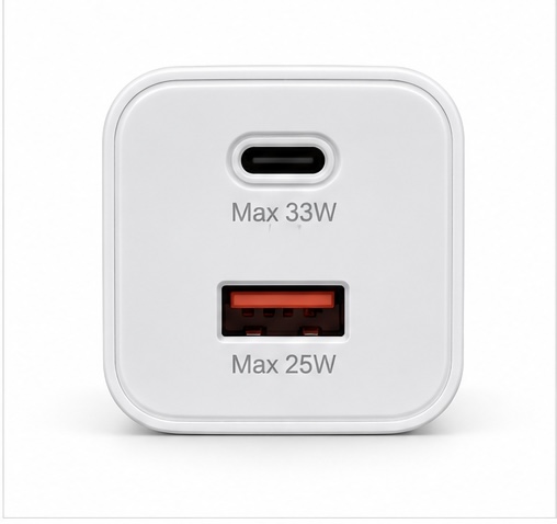 : Gionee Emad Dual Port Charging Adapter USB-C 33W and USB-A 25W