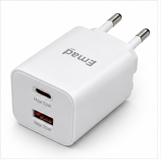 Gionee Emad Charging Adapter Specifications and EU Plug View